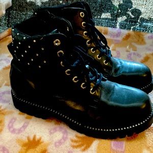 Vince Camuto kids combat style boots with crystal detail